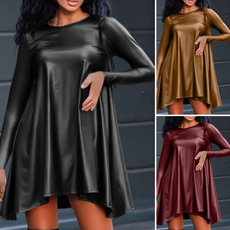 Mini, leather dress, dressesforwomen, Long Sleeve