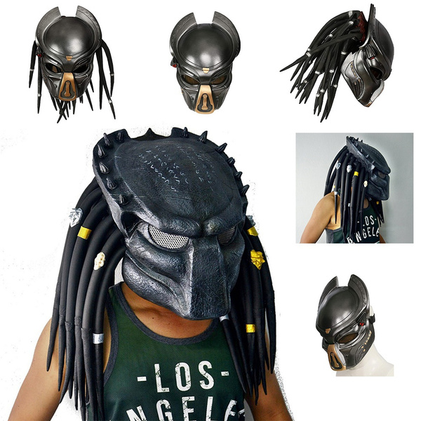 Alien Mask Antenna Cosplay Full Face Latex Masks CS Game Helmet ...