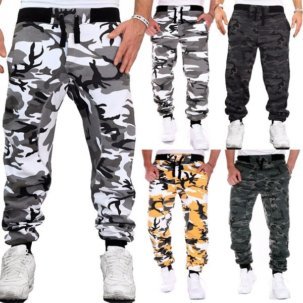 Mens Camouflage Trousers Jogging Pants Sweatpants Fitness Sports