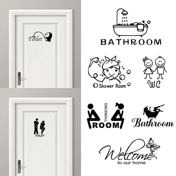 Self-Adhesive Vinyl Shower / Bathroom Door Sign Sticker - Multi-Colored Decal
