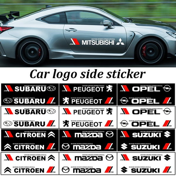 2Pcs 72cm X 9cm Car Side Door Sticker Car Logo Decals Car Window