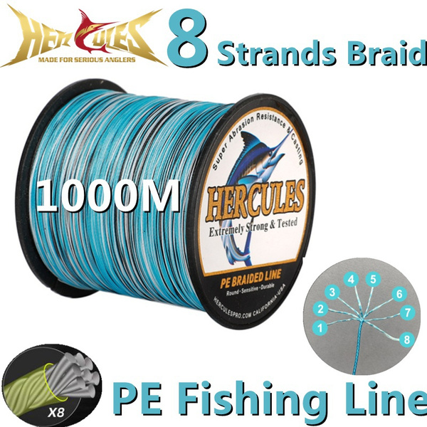 HERCULES Fishing Line Super Strong 8 Strands Braided Fishing Line 1000M  Multifilament PE Line