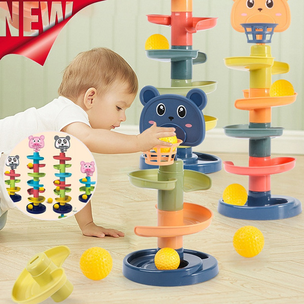 New spiral tower children's track turning toy ball falling and rolling ...