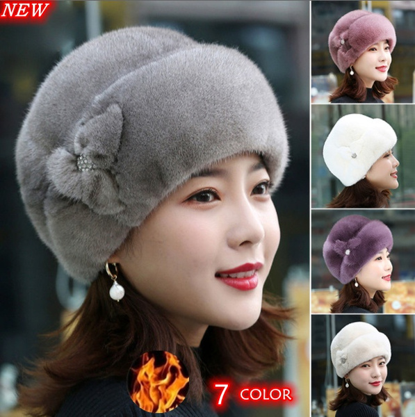 Women's fur trimmed winter hot sale hats