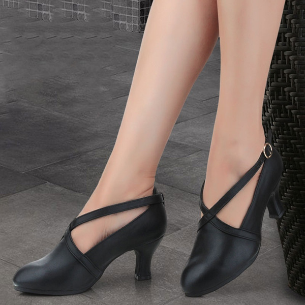 Women's Modern Social Square Dance Latin Dance Shoes Adult Ladies Black