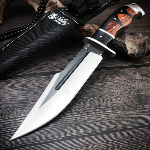 Columbia SA85 Fixed Blade Tactical Knife Color Wood Handle Outdoor Army