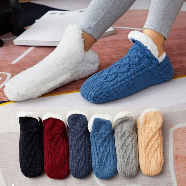 Winter Woolen Socks Women Thicken Warm Home Bedroom Socks Slippers Men Non- slip Foot Warmer Snow Socks Calcetines Mujer