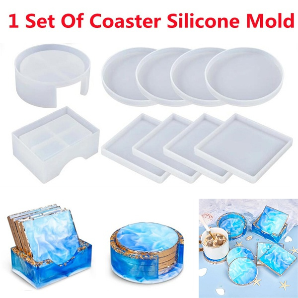 TEHAUX 1 Set Coaster Silicone Mold Resin molds Silicone kit Bundle  Clearance Silicone Casting molds Coaster epoxy molds Round Mold for Resin  Coaster