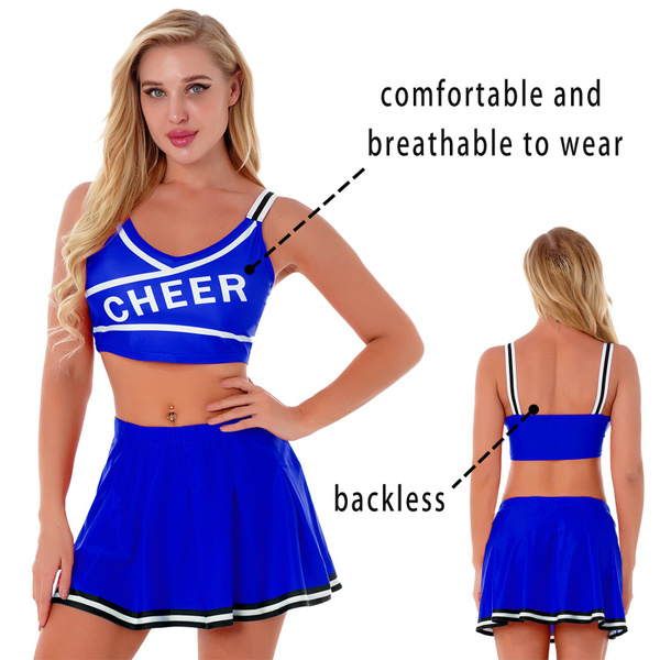 Womens Dressup Costume Halloween Uniform Cheerleading Dress Outfits