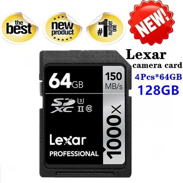 Original Lexar SD Card 1000x 150MB/s 4Pcs 32GB/64GB/128GB Memory Card