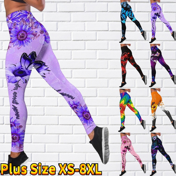 New Women's Fashion Yoga Pants Dream Butterfly Flower Leggings Fitness Pants  Casual Pants Sports Pants Yoga Pants Leggings Trousers Plus Size XS-8XL