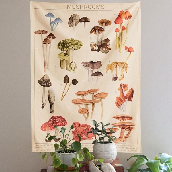 Mushroom Tapestry Wall Decor Mycology Mushroom Champignon