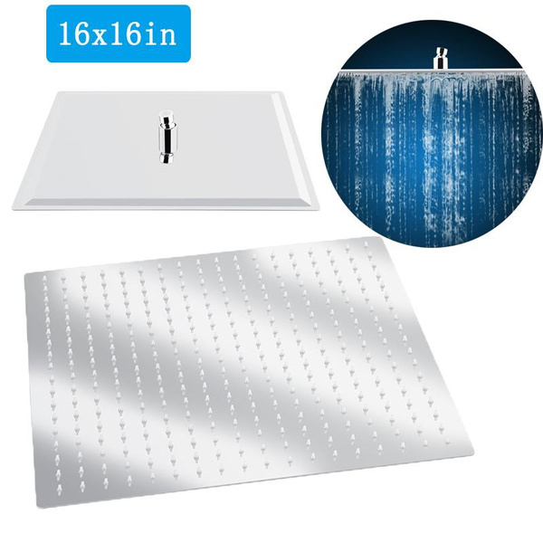 16 Inch Rain Shower Head, Ultra Thin 304 Stainless Steel High Pressure ...