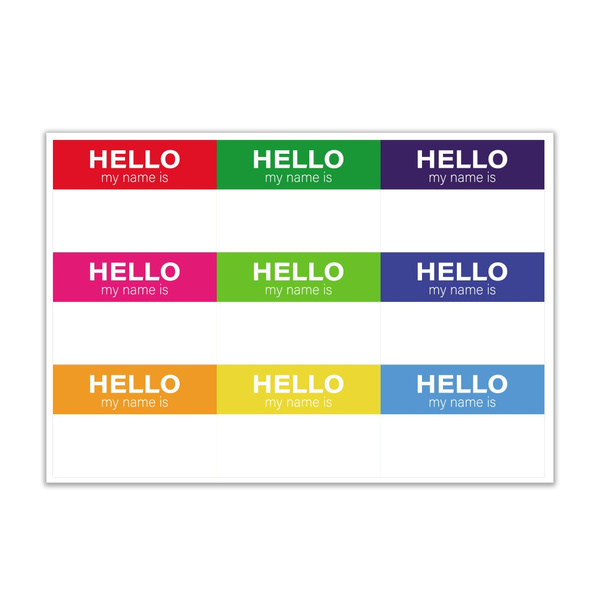 18pcs Colorful Name Tag Rainbow Name Stickers For Themed Party School