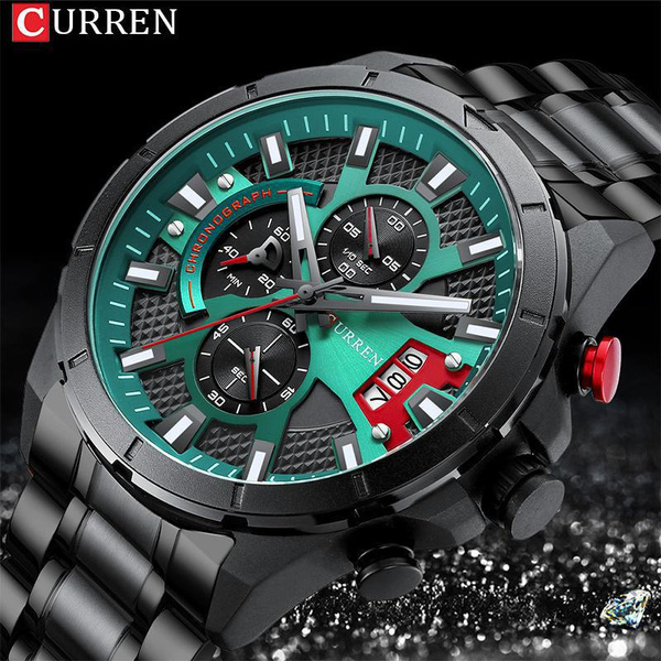 CURREN New Fashion Wristwatches for Men Casual Luminous Black Watch ...