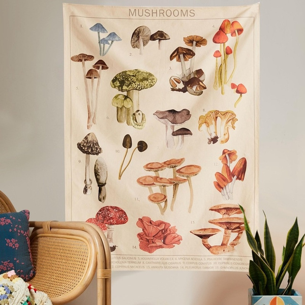 Mushroom Tapestry Wall Decor Mycology Mushroom Champignon ...