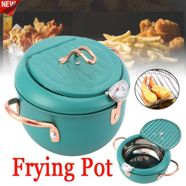 Japanese Deep Frying Pot With Thermometer And A Lid Stainless Steel ...