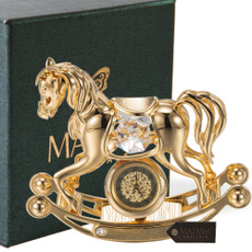 goldplated, horse, Jewelry, rockinghorsedeskclockornament
