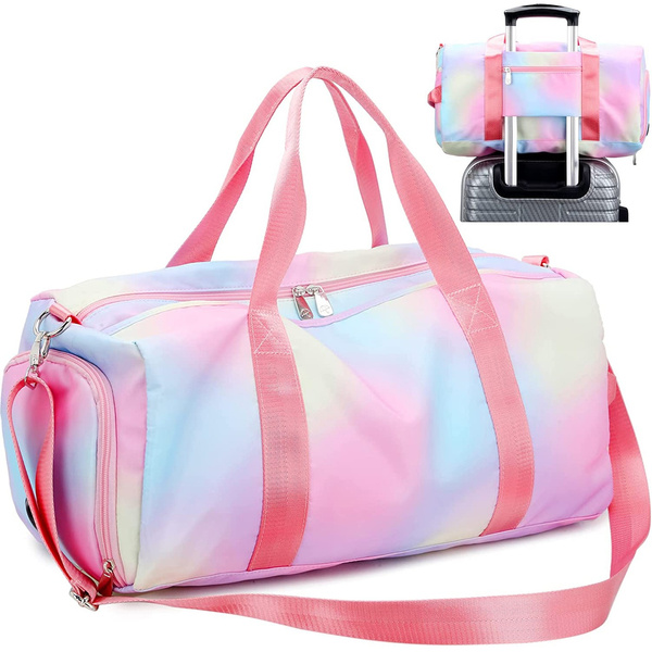 Women Travel Duffel Bag Rainbow Sports Tote Gym Bag with Shoe