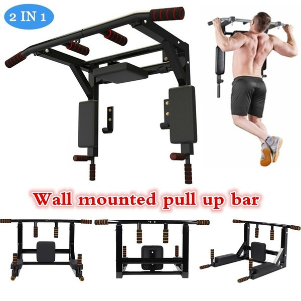 Newest Upgrade 2 In 1 Multifunctional Wall Mounted Pull Up Bar Chin Up Bar Push Ups Maximum Load 250KG Gymnastics Wall Horizontal Bar With Multiple