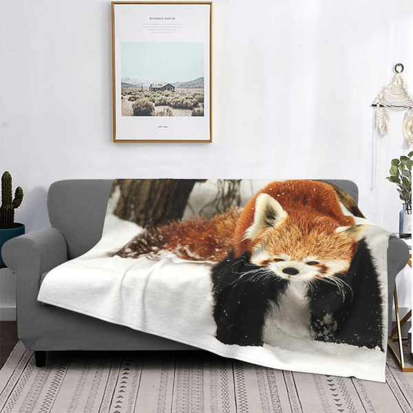 I Love Snow And You Red Panda Blankets Fleece Textile Decor Cute Animal
