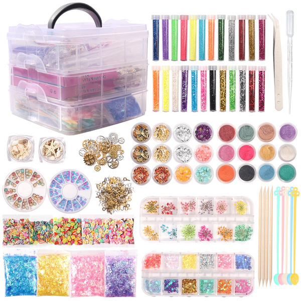 Resin Jewelry Making Kit Epoxy Resin Filling Material Set With Dried  Flowers Glitter Powder For Resin Accessories Craft Supplies