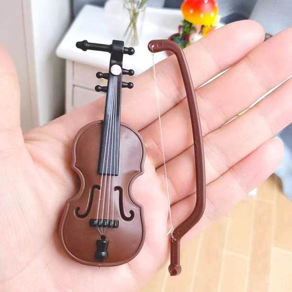1：12 Scale Miniature Violin Dollhouse Musical Instruments Mini Violin