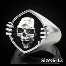 men_rings, Jewelry, skull, Silver Ring
