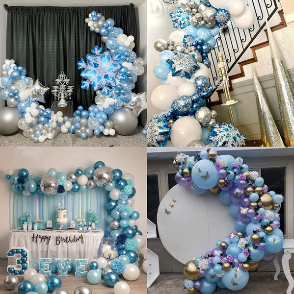 Blue White Silver Metal Balloon Garland Arch Baloon Wedding Event Party ...