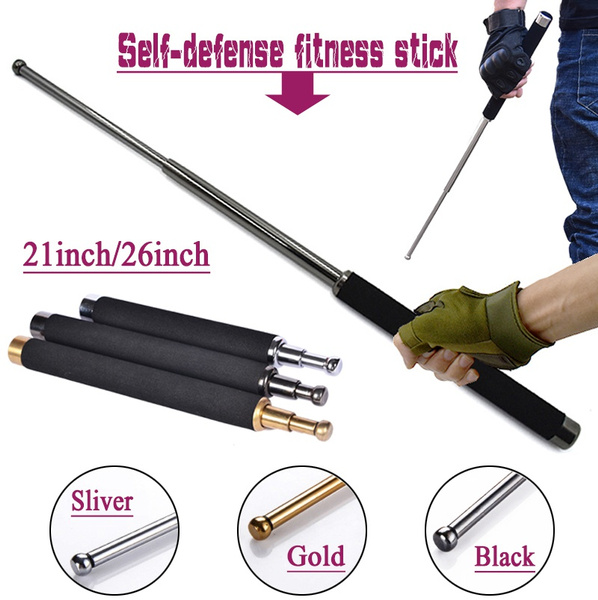 Portable Three-section Telescopic Self-defense Stick Stainless