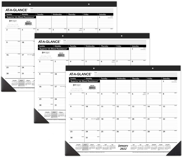 2022 Desk Calendars by ATAGLANCE, Monthly Desk Pads, 213/4" x 17