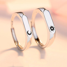 Couple Rings, Adjustable, sunmoonring, Jewelry