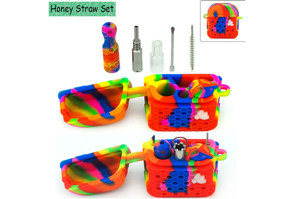 Silicone Honey Straw Set Wax Dab Collector Kit Multifunction