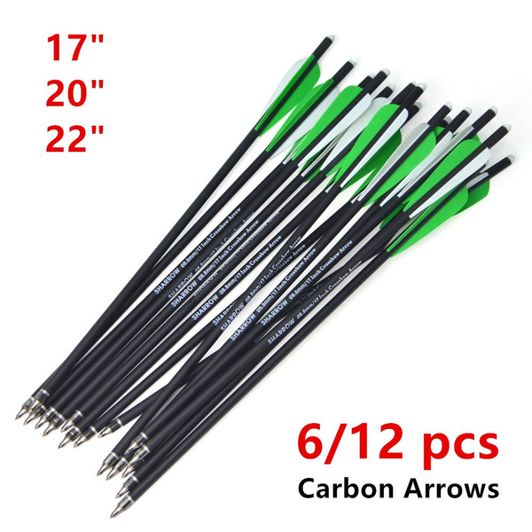 12-Pack 17/20 Inch Fiberglass Crossbow Arrows – 8mm OD, Removeable Tips, Orange, For Bow Hunting