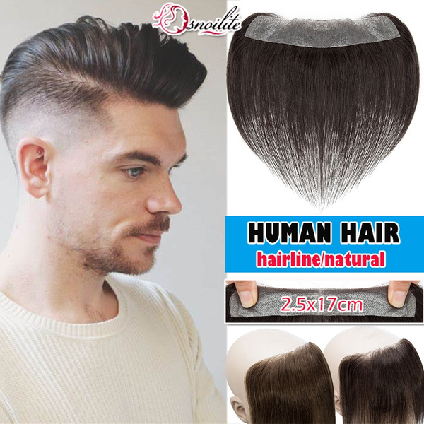 New Arrival PU Human Hair Hailine Toupee Wig For Descending Hairline 7g ...