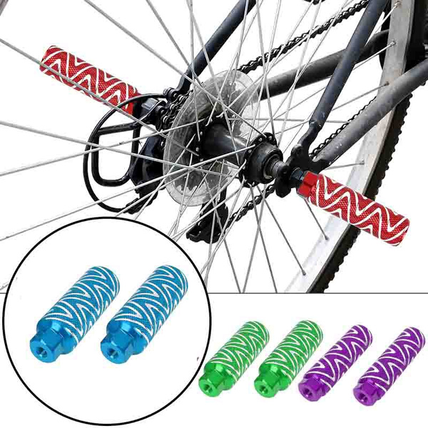 Pair Aluminum Alloy BMX MTB Bike Bicycle Rear Foot Pegs Footrests Blue Fit  3/8 Inch Axles