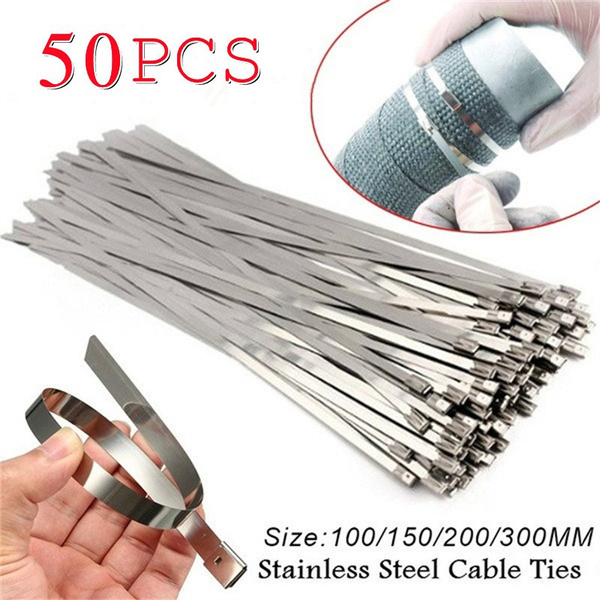 50pcs 4.6mm Stainless Steel Cable Ties Marine Grade Locking Wire Metal