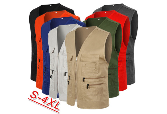 Men's Fashion Multi-pocket Activity Vest Casual Solid Color