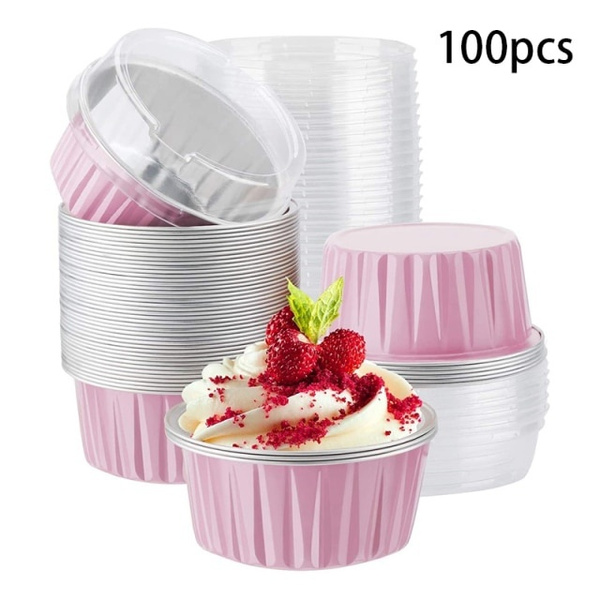 100Pcs Aluminum Foil Cupcake Baking Cups