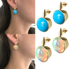 Turquoise, Fashion, Gemstone Earrings, gold