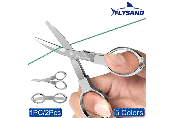 FLYSAND 1PC/2Pcs Fishing Scissors Stainless Steel Folding Scissors