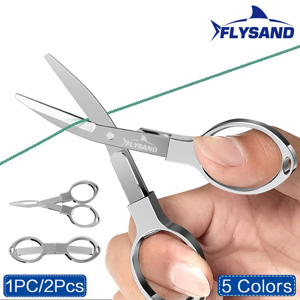 FLYSAND 1PC/2Pcs Fishing Scissors Stainless Steel Folding Scissors