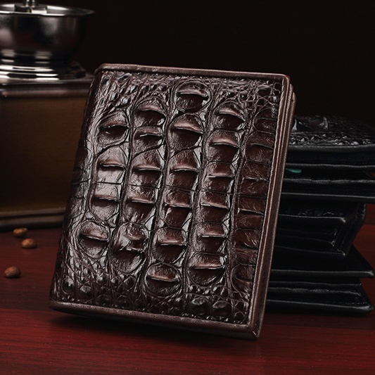Men's Black Long Genuine Crocodile Backbone Leather Clutch Wallet – Bifold Card Purse, US Seller