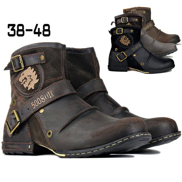 Mens boots with buckles sales and straps