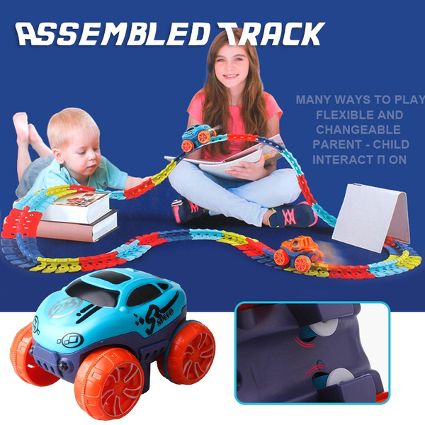 Changeable Track with LED Light Up Race Car Flexible Assembled