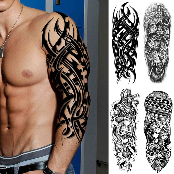 Full Arm Temporary Tattoos, Sleeves For Women Men Large Realistic Paper  Black (8 | eBay