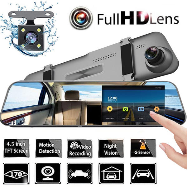 4.5 Inch Touch Screen HD Car Rearview Mirror Camera 170° Wide Angle WDR ...