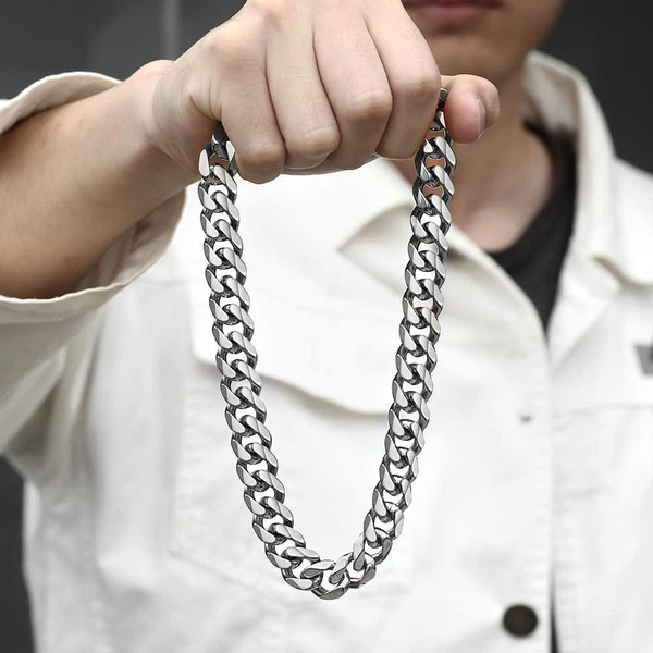 Stylish Stainless Steel Link Chain Mens Silver Chain Necklace For