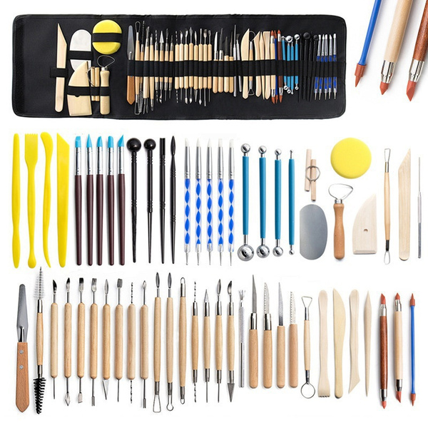 12-61pcs Clay Tools Sculpting Kit Sculpt Smoothing Wax Carving Pottery  Ceramic Polymer Shapers Modeling Carved Ceramic DIY Tool