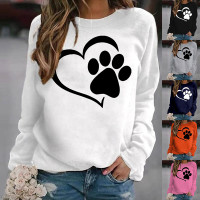 Fashion Dog Paw Printed Sweatshirts Spring Autumn Winter Long Sleeve ...
